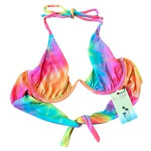 NWT Rainbow Tie Dye Underwire Bikini TOP in MEDIUM by Pina Colada